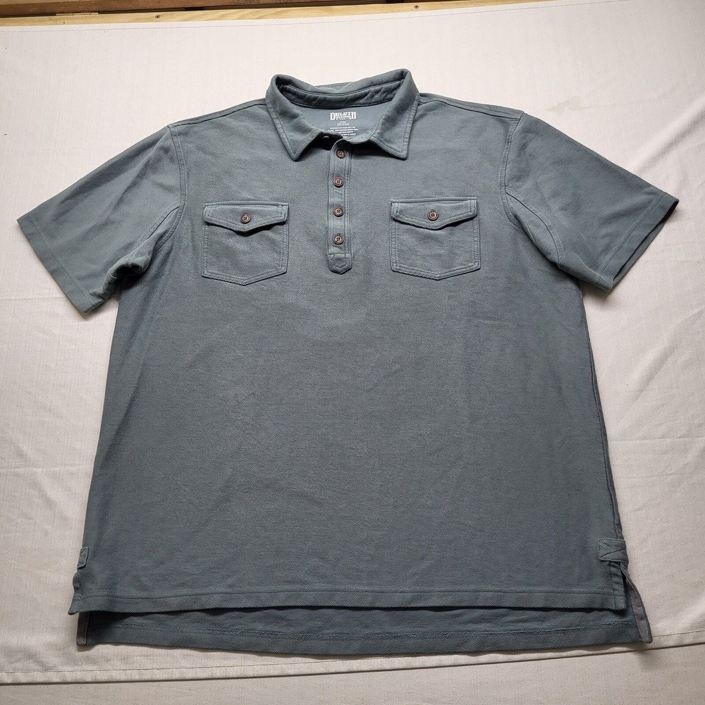 Duluth Trading Co Polo Shirt Mens 2XL Green Short Sleeve Cotton Heavyweight